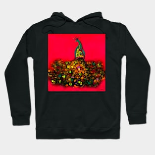 Peacock Fantasy Red Hoodie